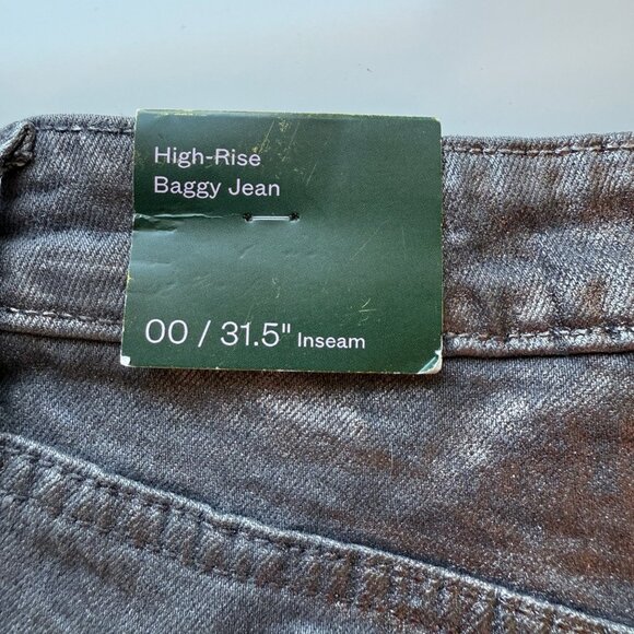 Wild Fable High-Rise Baggy Jeans Women 00 Silver Metallic Relaxed Fit Style - Picture 5 of 7